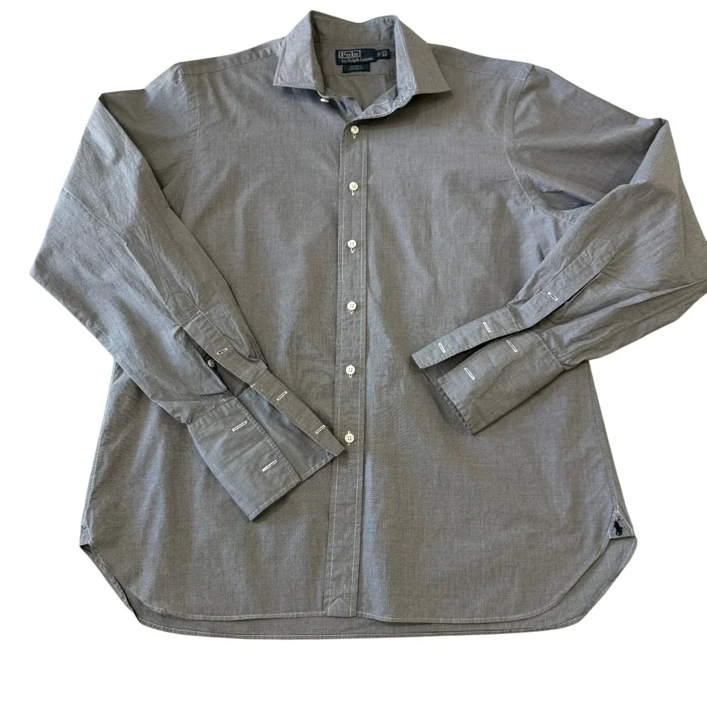 Polo Ralph Lauren Mens Estate Custom Gray‎ Dress Shirt Size 17 1/2 French Cuff